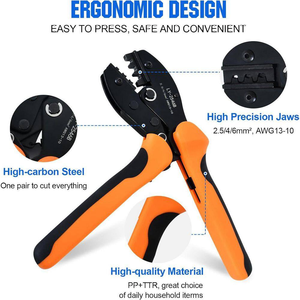 13 PCS Solar Crimper Tool Kit and 10 Pairs of Solar Connectors and 2 Pairs Solar Connector Spanner