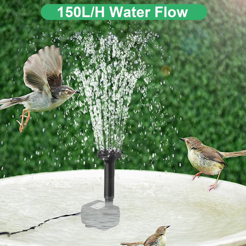 1.2W Solar Fountain, Solar Water Pump for Bird Bath, Outdoor Garden Pond, 5 Nozzles with Different Water Flow & Water Height