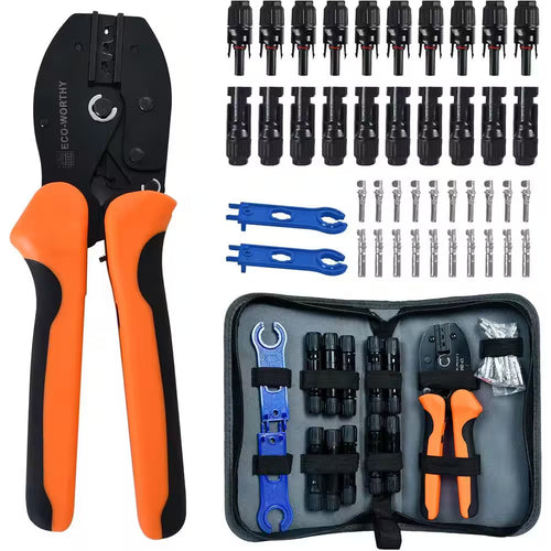13 PCS Solar Crimper Tool Kit and 10 Pairs of Solar Connectors and 2 Pairs Solar Connector Spanner
