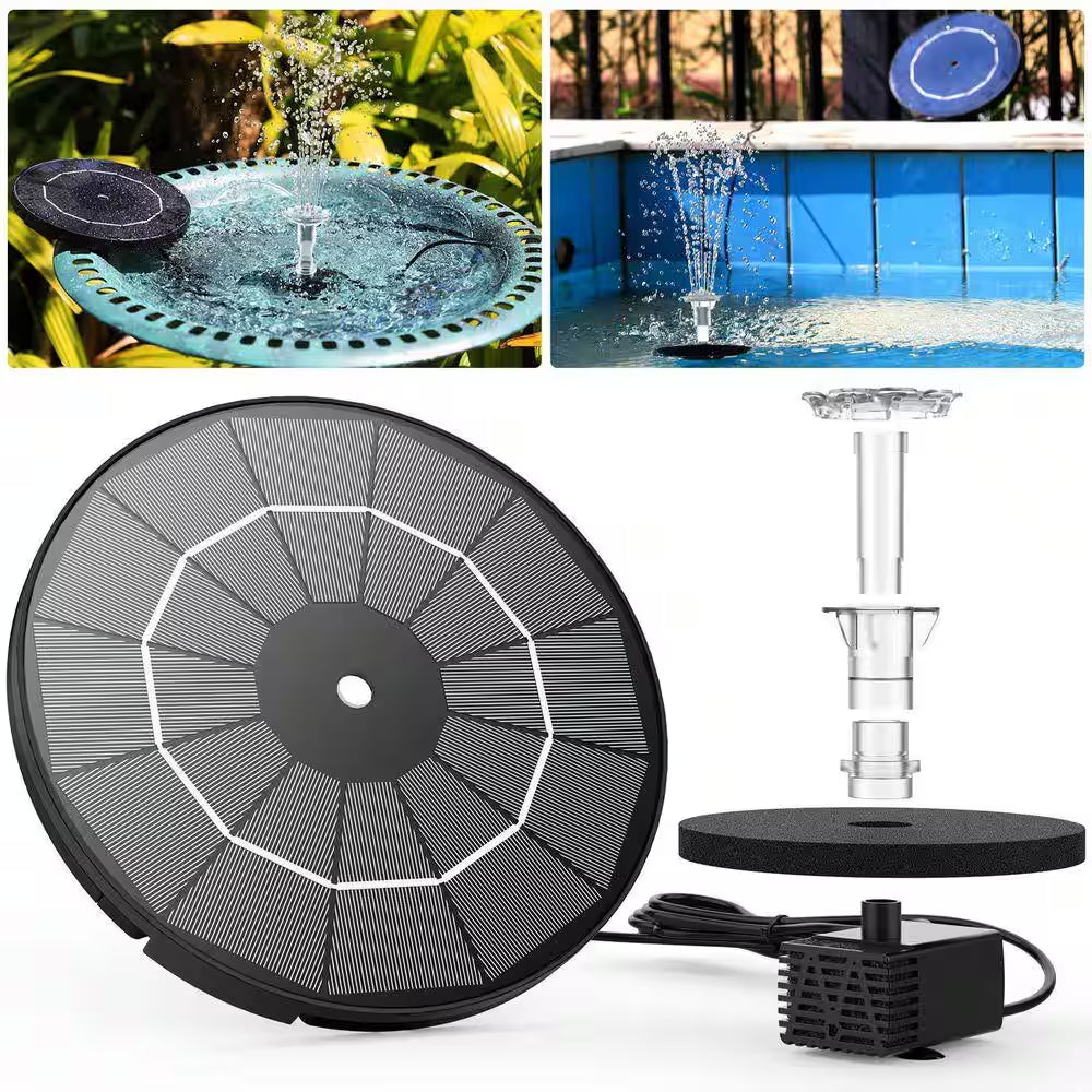 3.5-Watt Solar Fountain Pump for Water Feature Outdoor DIY Solar Bird Bath Fountain with Multiple Nozzles