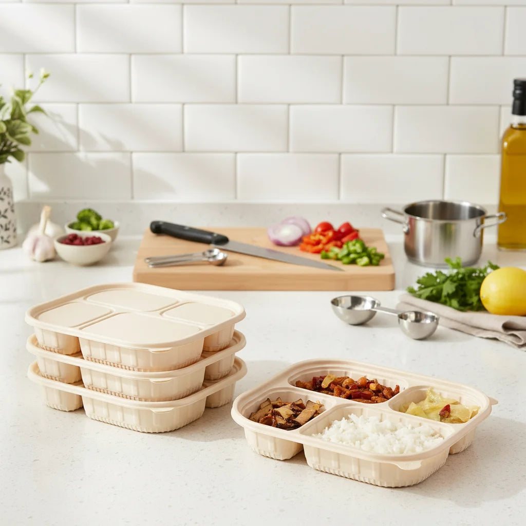 Compostable Cornstarch Lunch Box w/ Lid