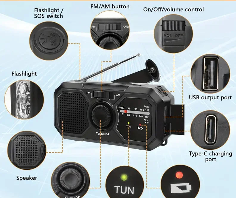 Emergency Portable Solar/Crank Radio