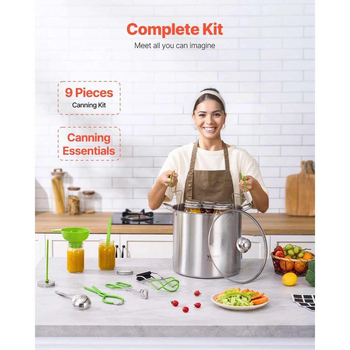 9 PCS Stainless Steel Water Bath Canning Set Starter Kit